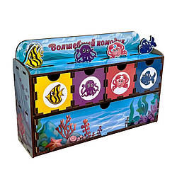 Дерев'яна настільна гра "Морські жителі-1" Ubumblebees (ПСД003) PSD003 сортер-комодик