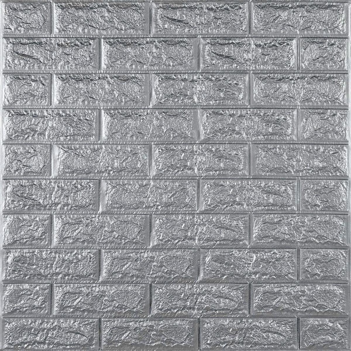 3D панель самоклеюча 700х770х7мм цегла Срібло (017-7) SW-00000059