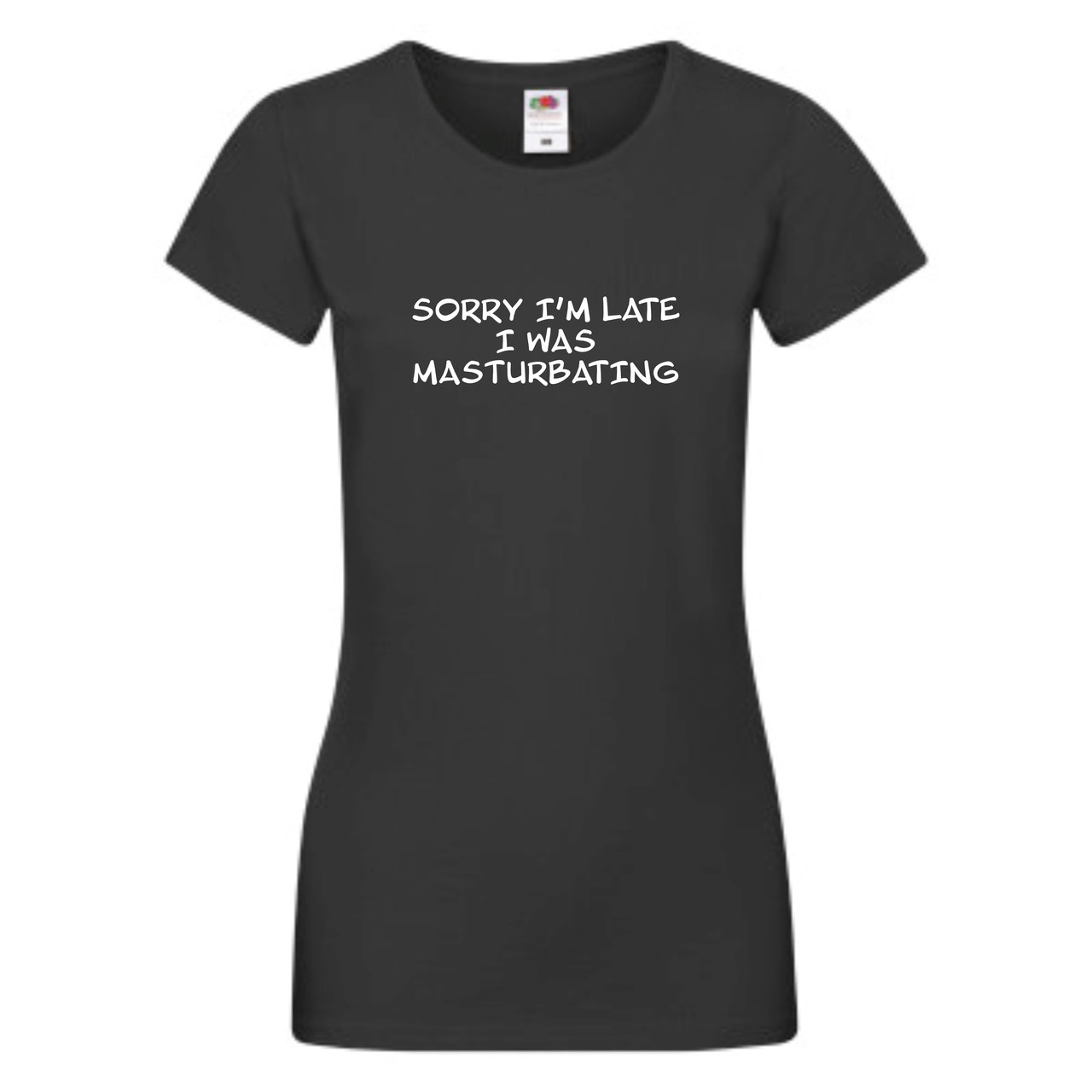 Жіноча футболка з написом "Вибачте за запізнення. Я мастурбувала" Push IT (футболки 18+), фото 1