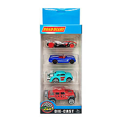 Набір металевих машин в коробці 4 шт, 698-04S-1-3 698-04S-1