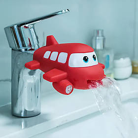 Дитяча насадка на кран Літак RESTEQ, Розширювач змішувача для дитячої кімнати Літак, Подовжувач змішувача червоний Літак