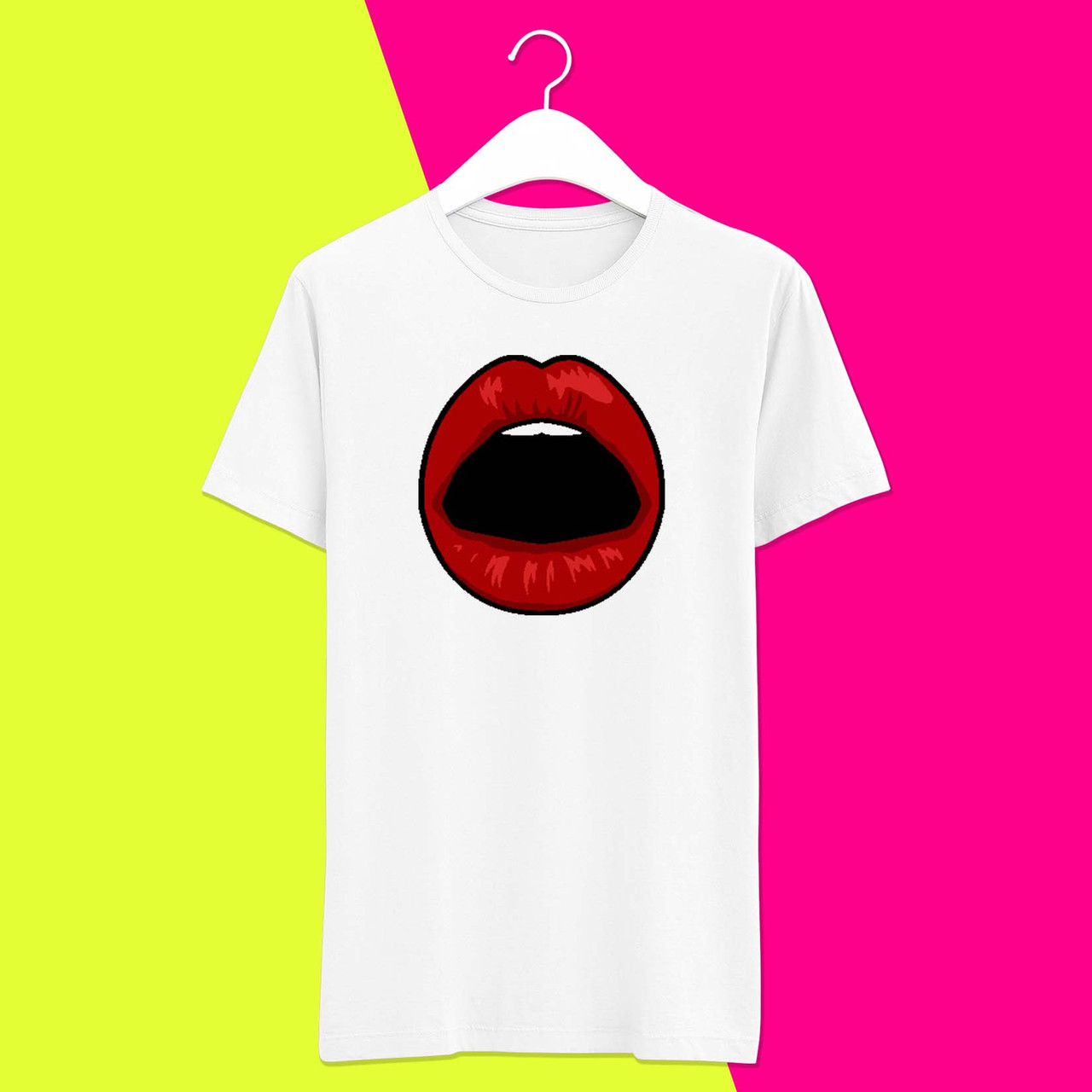 Футболка з принтом Губи "О" Push IT XS, Білий, фото 1