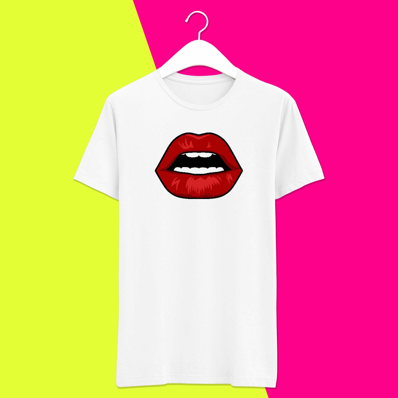 Футболка з принтом Губи "Відкритий рот" Push IT XS, Білий, фото 1