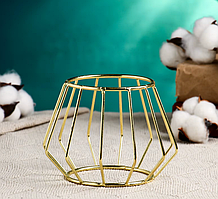 Металевий декоративний свічник, підставка під міні вазу, горщик, декор інтер'єру (золотистий)