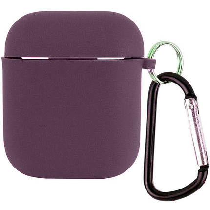 Силіконовий футляр з мікрофіброю для навушників Airpods 1/2 Фіолетовий / Elderberry, фото 1
