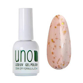 Кольорова молочна база UNOAfine Base, із золотими пластівцями поталі, 12 мл. No07