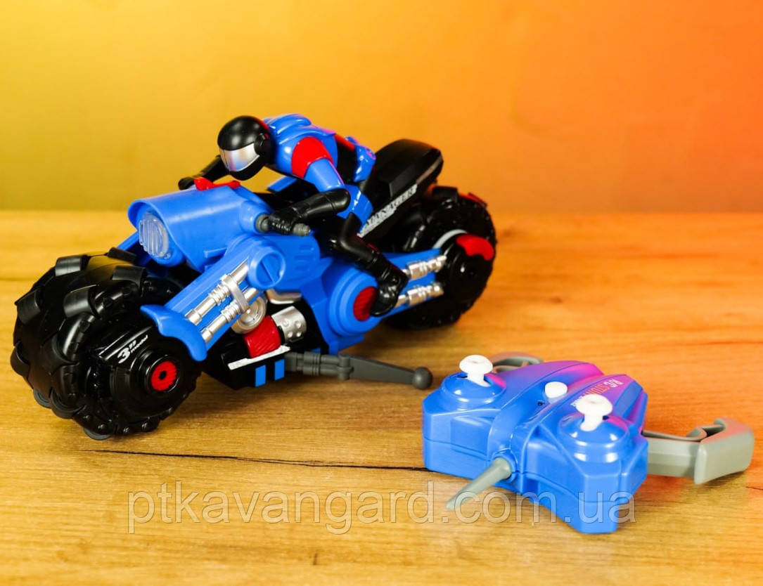 Дрифт мотоцикл дитячий на радіокеруванні з підсвічуванням та пультом (довжина 27 см), фото 1