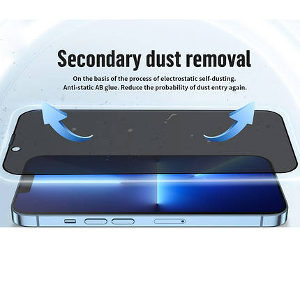 Захисне 2.5D скло Blueo Full Cover Anti-Peep для Apple iPhone 16 Pro (6.3") Чорний, фото 4