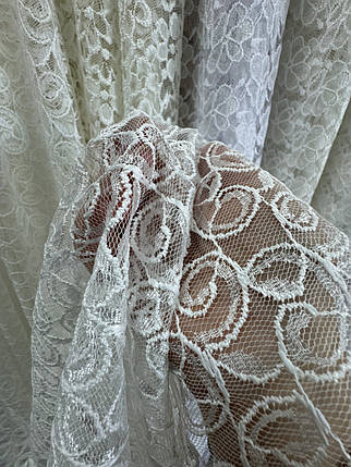 Тюль гепюр сітка No1020 молочний оптом, фото 2