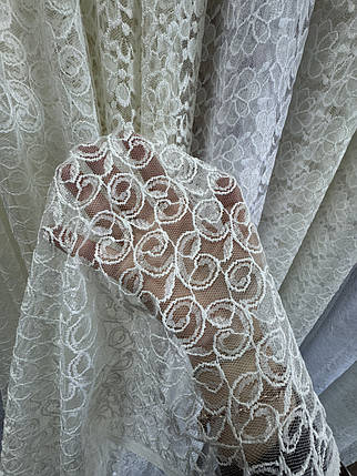 Тюль гепюр сітка No1020 молочний оптом, фото 3