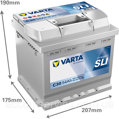 Акумулятор VARTA DYNAMIC SLI 554 400 053 C30