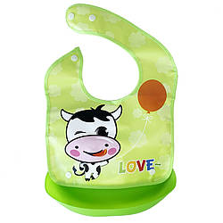 Дитячий слинявчик Корівка MGZ-0602(Green) зі знімною кишенею