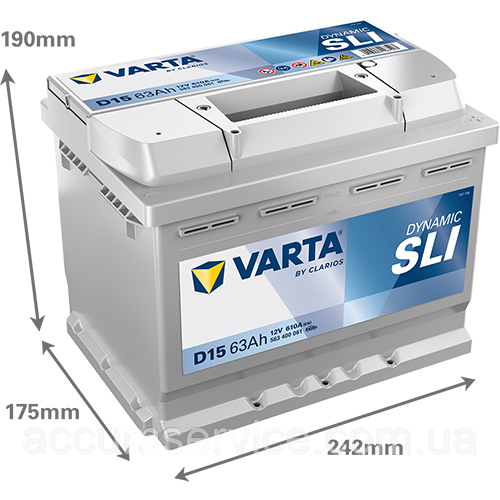 Акумулятор VARTA DYNAMIC SLI 563 400 061 D15
