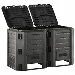 Компостер садовий Prosperplast Compogreen 800 л чорний контейнер для компосту на 2 секції IKLM800C