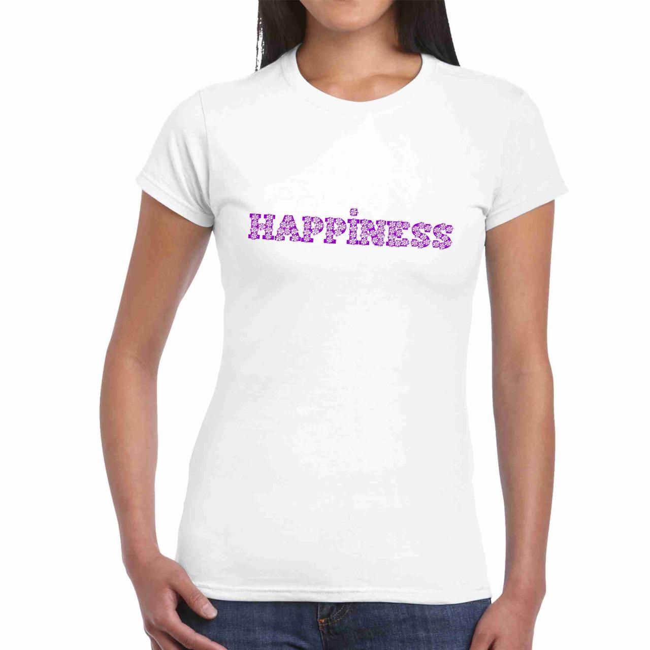 Футболка біла з принтом "Happines" Push IT, фото 1