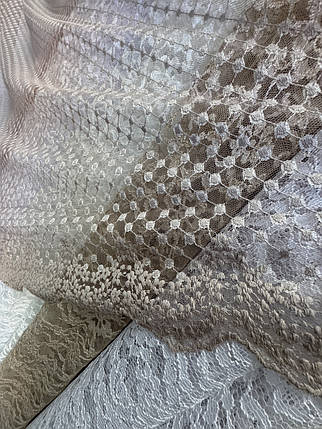 Тюль гепюр сітка No1011 коричневий, фото 2