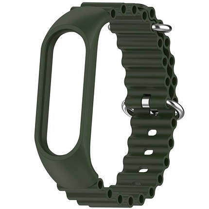 Ремінець Ocean Band для Xiaomi Mi Band 3/4/5/6/7 Зелений / Dark Olive, фото 3
