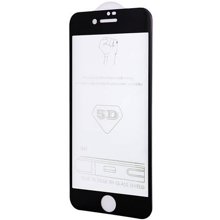 Захисне скло 5D Hard (full glue) (тех.пак) для Apple iPhone 7 / 8 / SE (2020) (4.7") Чорний, фото 1