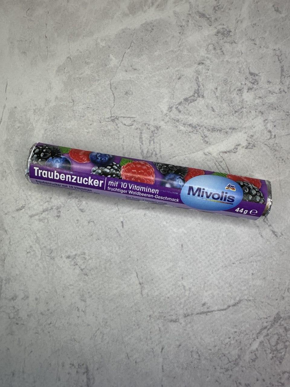 Декстроза Mivolis Traubenzucker Waldbeere mit 10 Vitaminen, 44 g