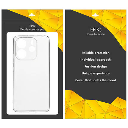 TPU чохол Epic Transparent 1,5mm Full Camera для Xiaomi Redmi Note 14 4G (Int. version) Безбарвний (прозорий), фото 3