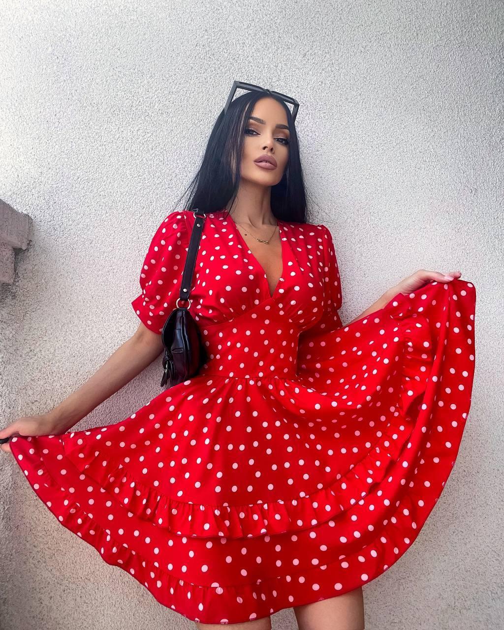 Сукня в горошок з пишною спідницею, фото 1