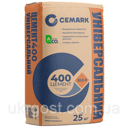 Цемент Кам'янець-Подільський М400 CEMARK Універсальний ПЦ ІІ/Б-Ш-400 25 кг, фото 3