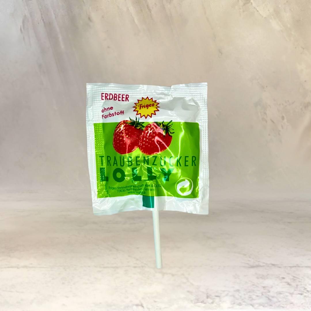 Льодяник на паличці з Декстрозою Frigeo Traubenzucker Lolly Tropic зі смаком полуниці, 9 г