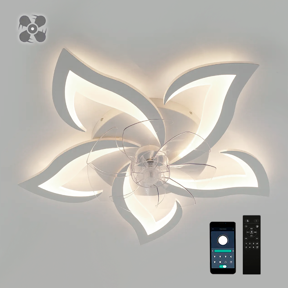 Керована світлодіодна люстра з вентилятором FAN ELLA 72W+18W 5F APP біла Esllse Ø680x120мм LED WHITE
