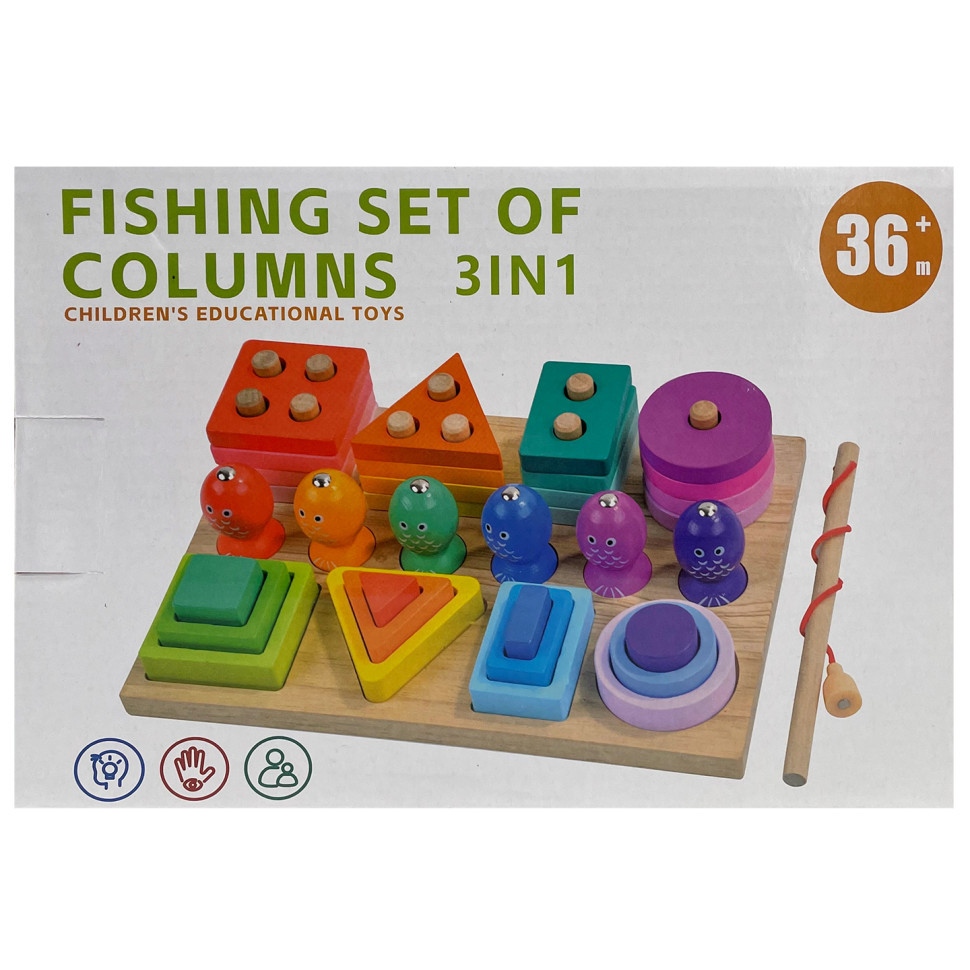 Дерев'яна іграшка магнитная рыбалка 3 в 1 C15002, фото 1