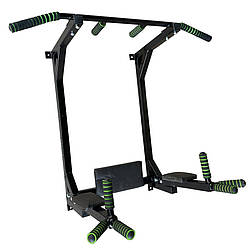 Тренажер турнік з підйомними брусами Iron Pro 4 в 1 NE-TR-5B, з м'якими ручками, чорний