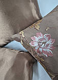 Комплект декоративних подушок Firanka Flowers  44х34см 1шт, 42х37см 1шт, 40х23см 1шт, шоколадний (п_0795), фото 5
