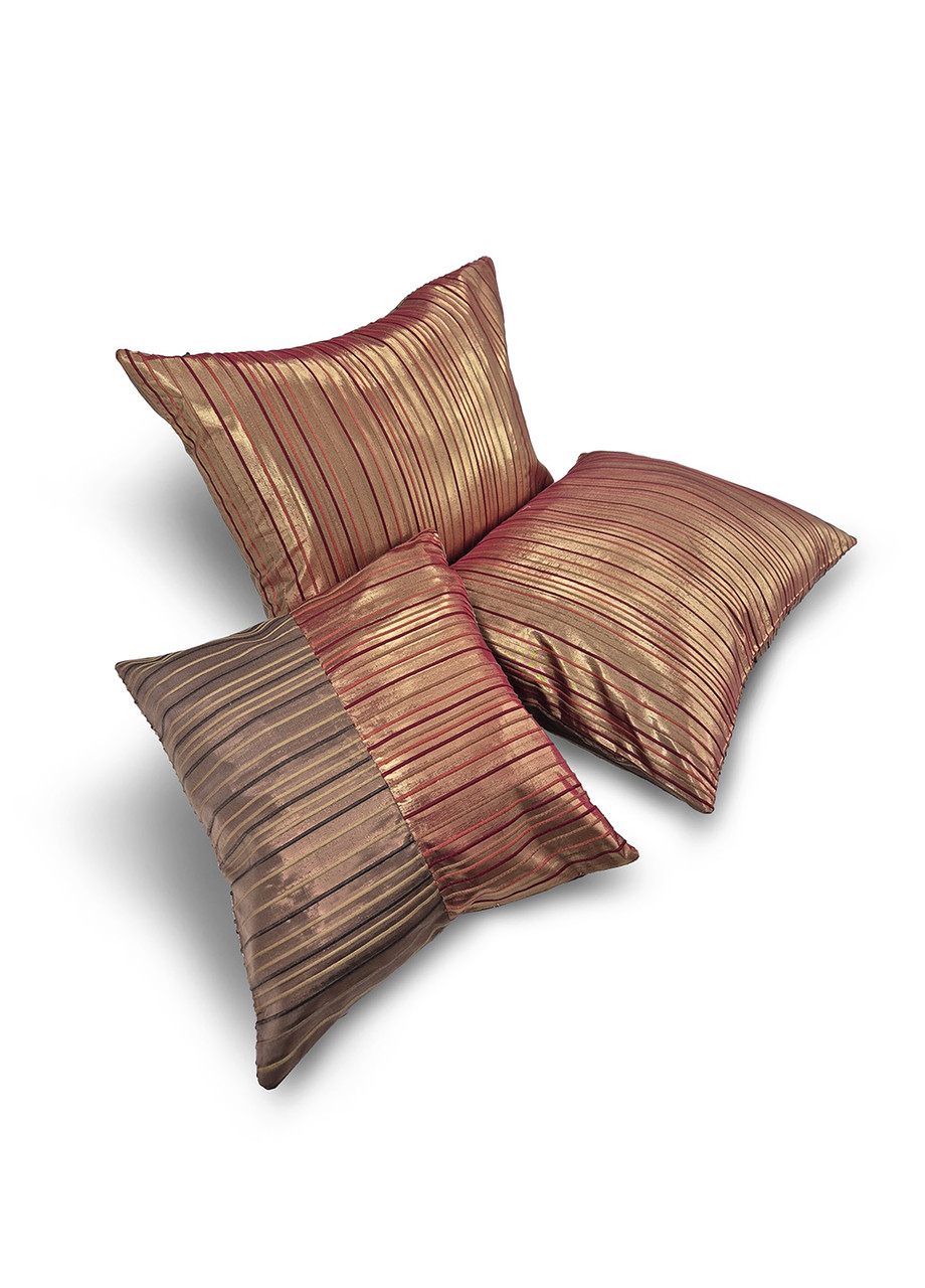 Комплект декоративних подушок Firanka Line 45х35см 2шт, 33х30см 1шт, коричневий і теракотовий (п_0796), фото 1