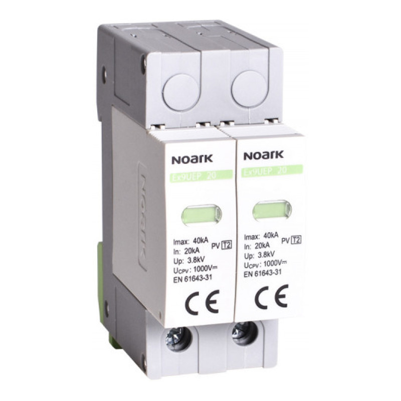 Обмежувач перенапруги Ex9UEP 20 2P 1200 (N) клас ІІ In=20kA 1200V DC для заземлених PV систем, NOARK