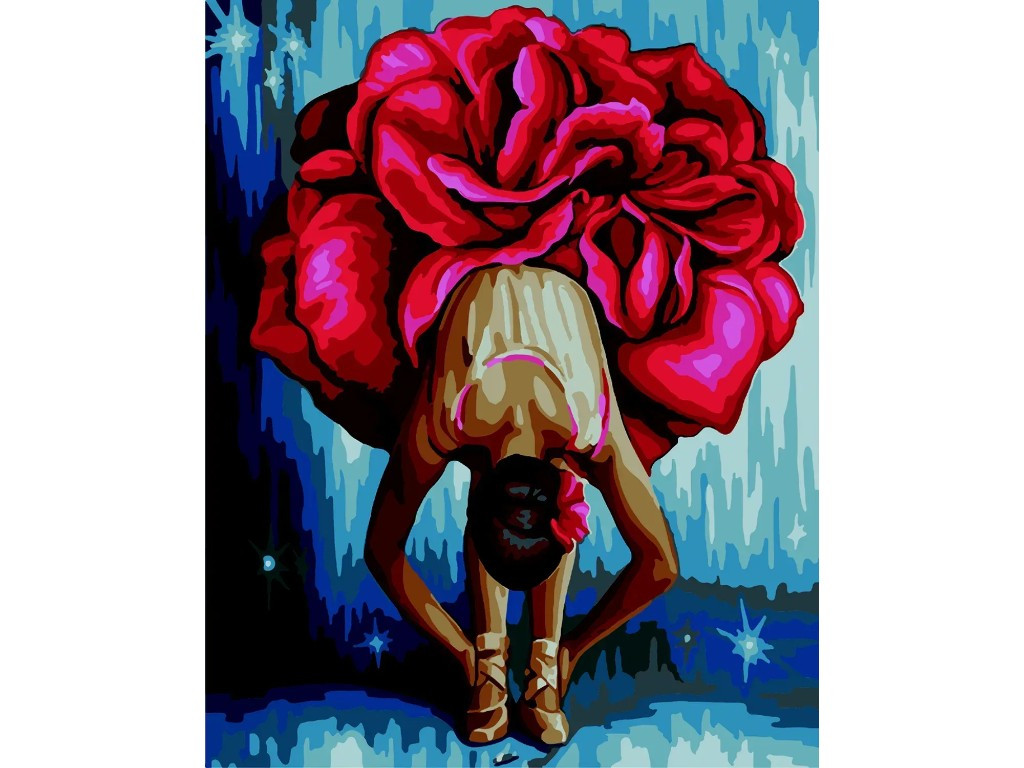 Картина за номерами балерина у сукні з квітів, 40х50 см, рівень складності 3 ZB.64214, фото 1