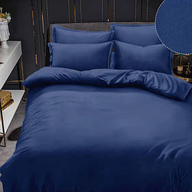 Однотонний постільний комплект двоспальний Євро 200х220 синій (24119) Бязь бавовна поліестер