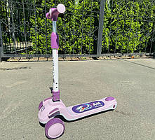 Самокат дитячий триколісний складний для дівчаток з підсвічуванням коліс деки та піснями УКРАЇНСЬКА ОЗВУЧКА