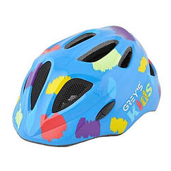 Шолом для велосипеда дитячий розмір M 54-58мм Grey's глянцевий з регулятором окружності синій (GR22333)