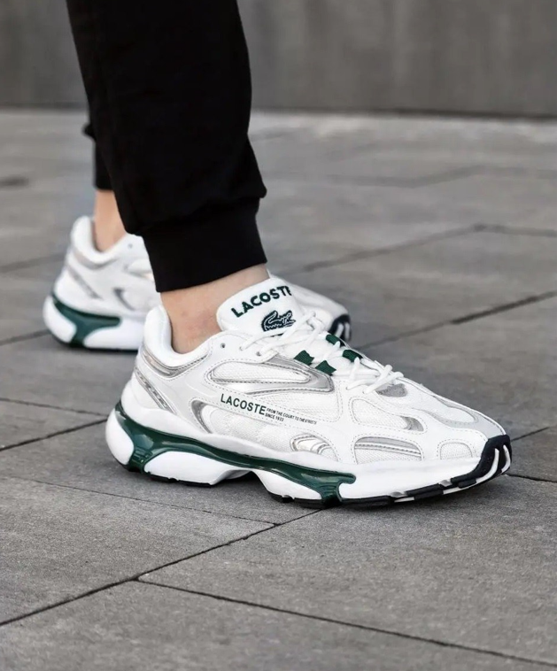 Чоловічі кросівки lacoste l003 White green Лакоста білі з зеленим світлі весна літо