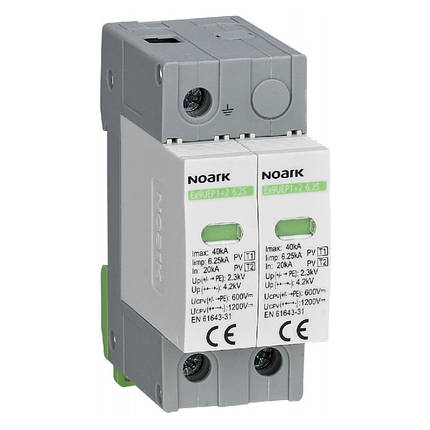 Обмежувач перенапруги Ex9UEP1+2 6.25 2P 500 EU клас 1+2 In=6,25kA 500V DC, NOARK, фото 1