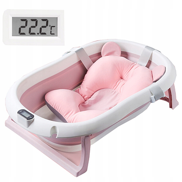 Дитяча ванна складна з подушкою, термометром Kanzaa Pink