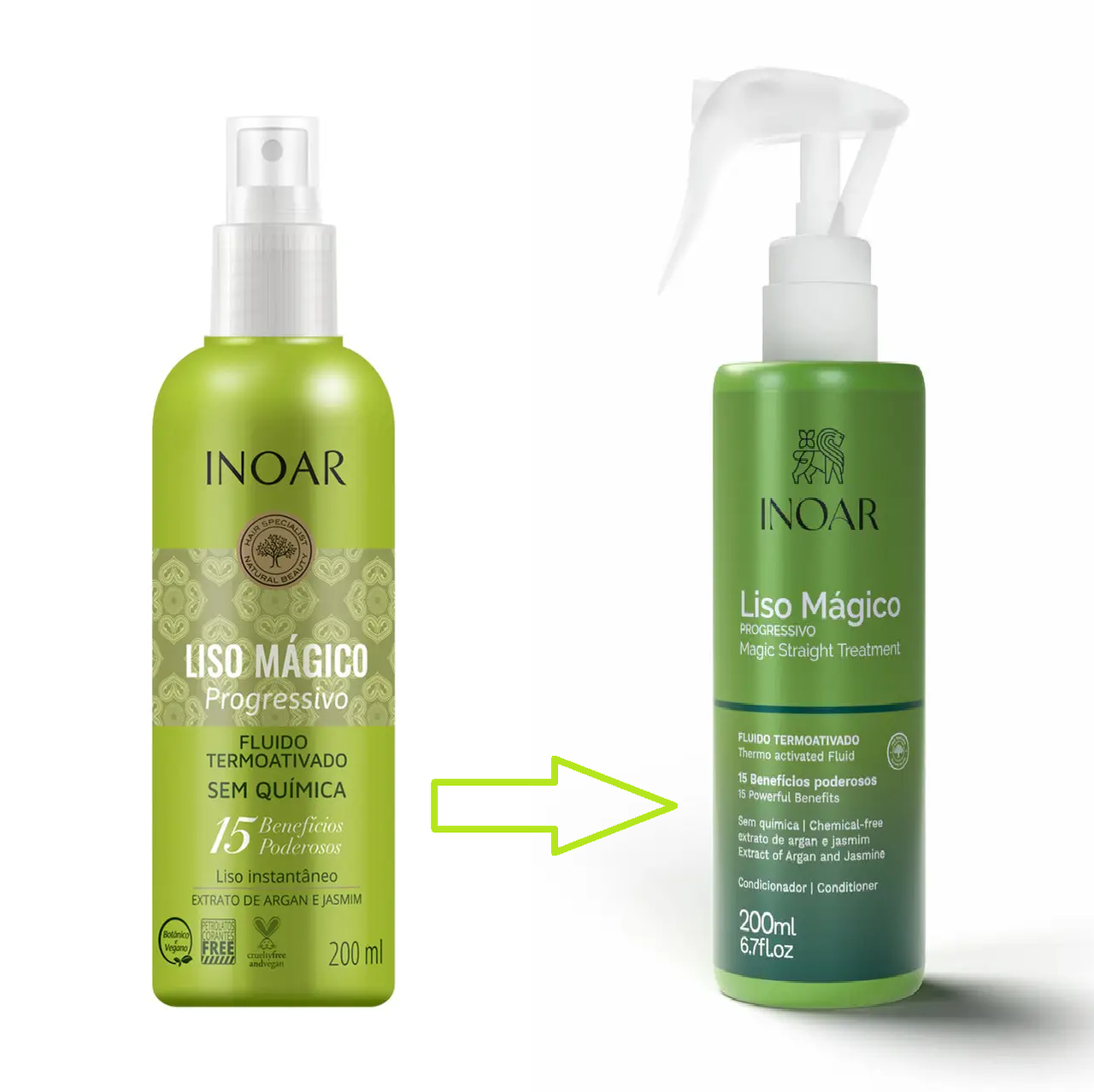 Термозахист для волосся Екстракт Аргани та Жасмину, Inoar Liso Magico Progressivo Fluido, 200 ml, фото 1