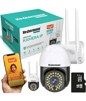 Вулична поворотна IP-камера відеоспостереження Wi-Fi Heckermann C19 + карта 16 ГБ