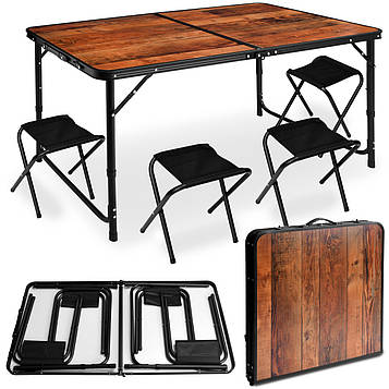 Стіл туристичний складаний зі стільцями TRIP 120x60 (Польща)