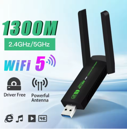 Wi-Fi USB-адаптер 1300 Мбіт/с, 2.4G/5G, двохдіапазонний, з 2 антенами, RTL8812BU, підтримка USB 3.0 для ПК і ноутбуків