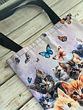 Велика сумка-шопер з дизайном милих кошенят, 38/33,5 см, фото 2