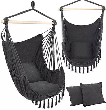Підвісне крісло гамак бразильський стілець Interlook ZY-V004 + 2 подушки (Dark grey)