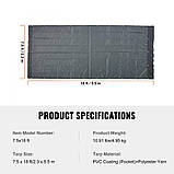 Vevor 310001 Тент для самоскида, сітчастий тент, 7,5 x 18 футів, ПВХ, 18 унцій, подвійна кишенькова парасолька для причепа, фото 7