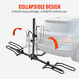 Vevor 310009 2 Багажник для велосипеда Складний кріплення для вантажного автомобіля SUV 1.25"/2" Приймач, прямокутний інтерфейс, фото 5