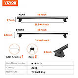 Vevor 310036 Поперечини Black, сумісні з Jeep Grand Cherokee 2011-2021, з рифленими бічними рейлінгами, вантажопідйомність 90 кг,, фото 7