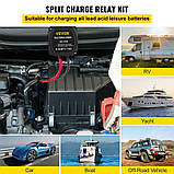 Vevor 310081 подвійне реле відсікання акумулятора 12 В комплект для роздільного заряду 140 А реле, чутливе до напруги комплект, фото 2